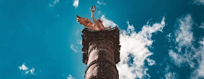 Blue sky with colonial architecture
