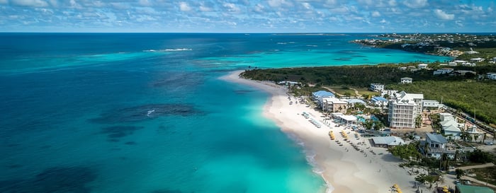 Shoal Bay Beach Anguilla Caribbean. Turquoise ocean and beautiful landscape with white sand