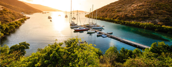 Beautiful sunset scene on the island of Virgin Gorda in BVI