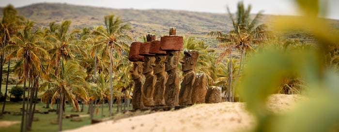 The Moai's at Anakena beach on Easter Island, Chile