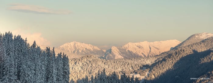 Snowy mountains in Courchevel France