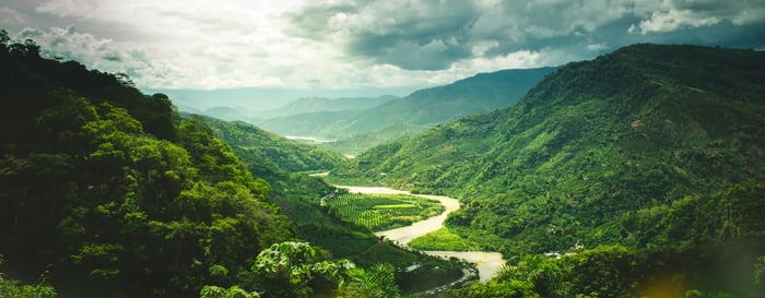 amazon river running through the peruvian amazon south america