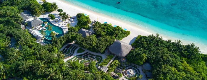 Aerial image of Six Senses Laamu