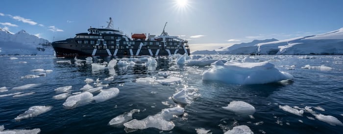 The Magellan Explorer cruising through the Antarctic