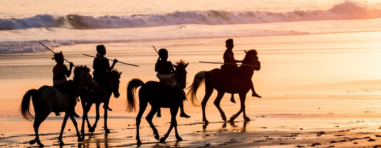  ? Horse riding in Sumba at sunset 