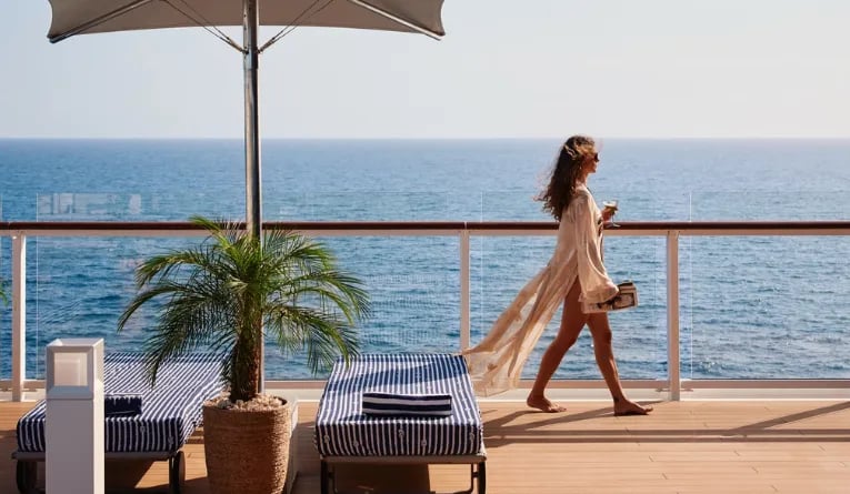 Woman walking on a luxury yacht