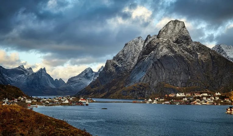 dramatic mountain and river landscape norway