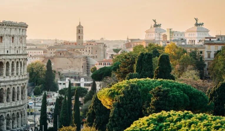 landscape of rome featuring the colosseum
