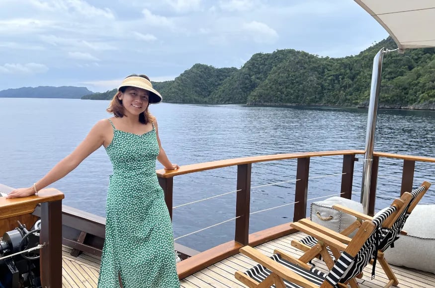 Woman enjoying a luxury yacht in Indonesia