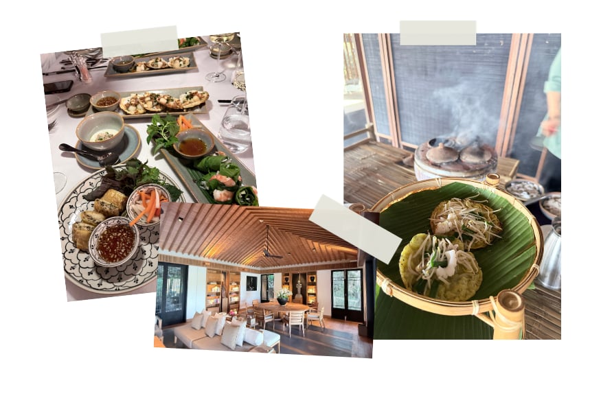 Collage of dining at Amanoi