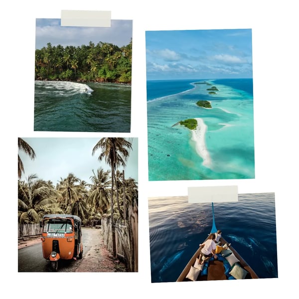Family adventures collage of Maldives and Sri Lanka