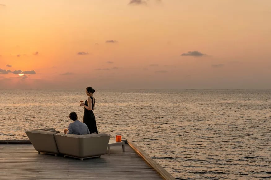 Sunset drinks at St. Regis Vommuli The Maldives